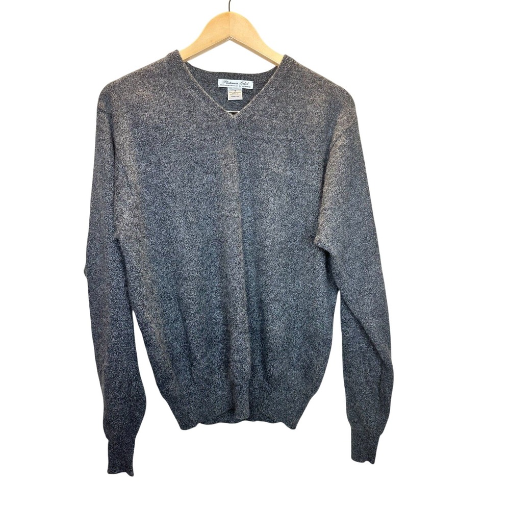 Roundtree & Yorke Sweater Mens Small Gray Cashmere V-Neck Pullover